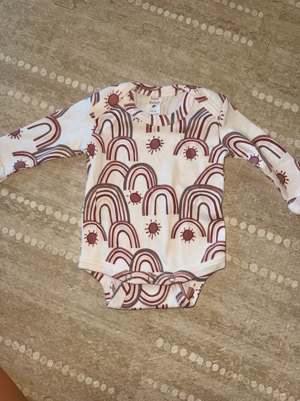 kate quinn Cream and Maroon Rainbow & Sun‎ Long Sleeve Bodysuit